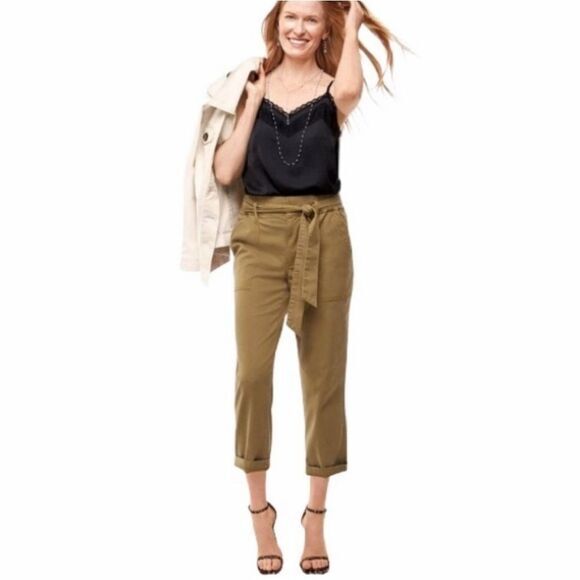 Cabi -1311 Discovery Tan Belted High Rise Stretch Trouser Crop Pants #5693 Sz‎ 4 - Picture 1 of 13
